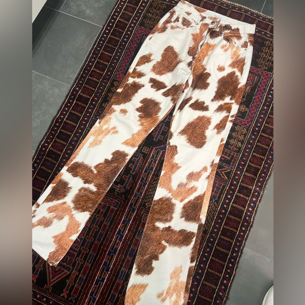 Cowhide printed jeans